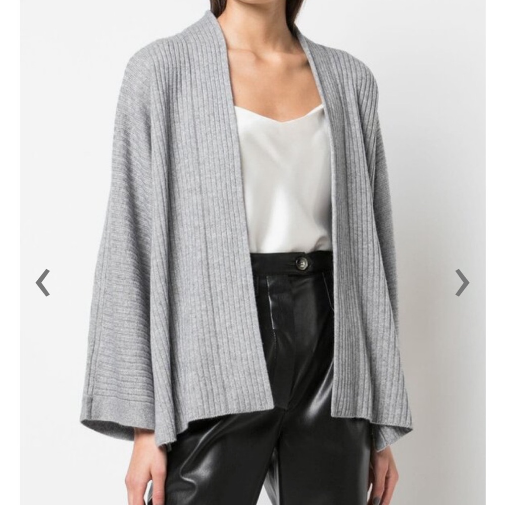 VINCE Gray Ribbed Wool & Cashmere Split Panel
Cardigan